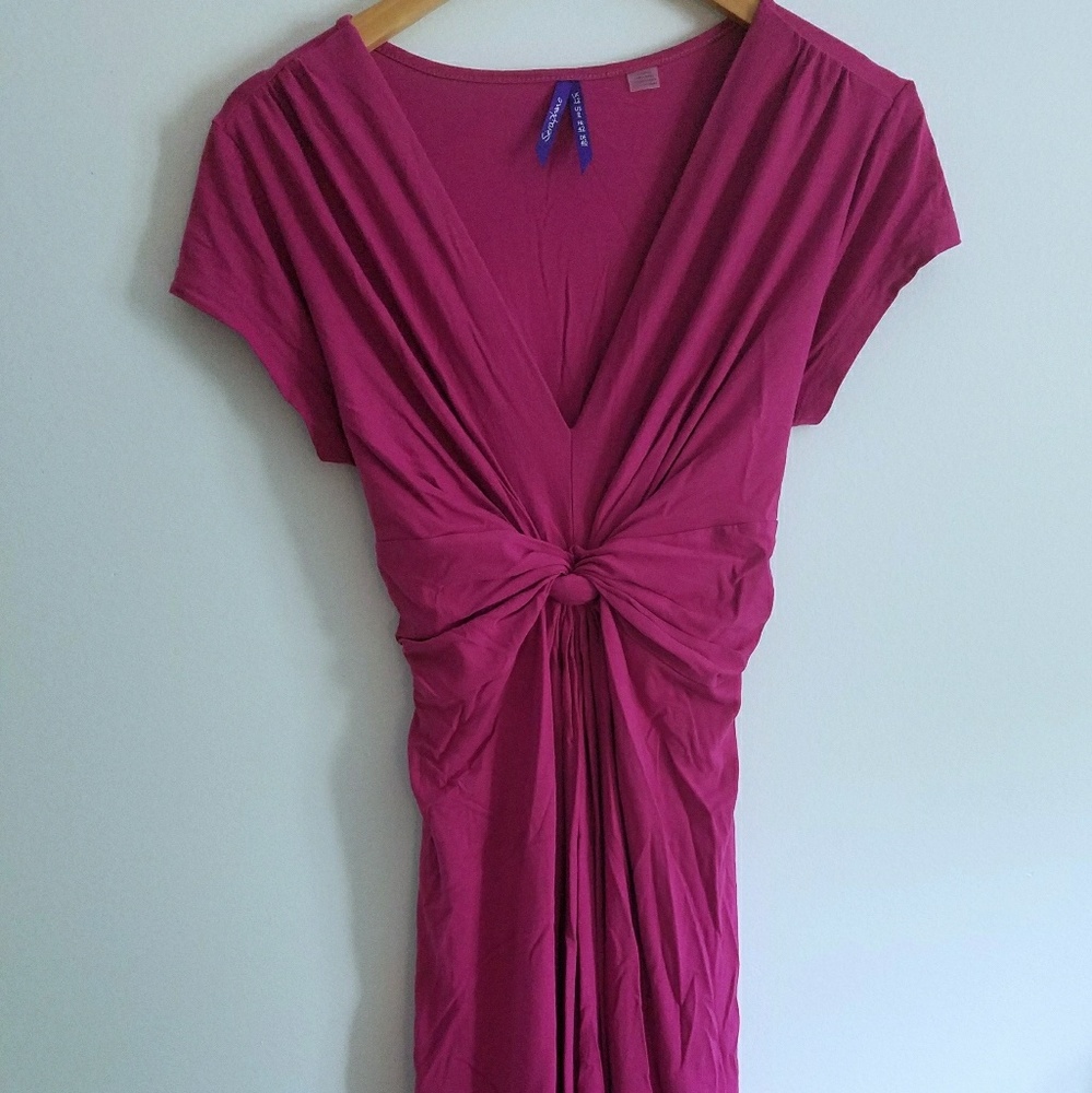 Seraphine maternity fuschia knot front dress